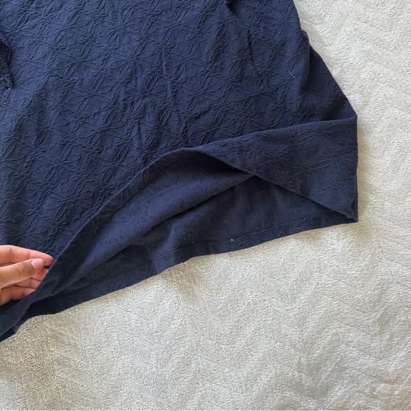 Loft Eyelet‎ Puff Shoulder Blouse Navy Blue Size L Petite - Picture 4 of 9